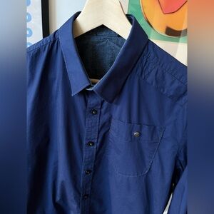 G Star Raw CL Yale 3D Shirt L/S Cotton Stretch Denim Inner Collar/Cuff Navy L